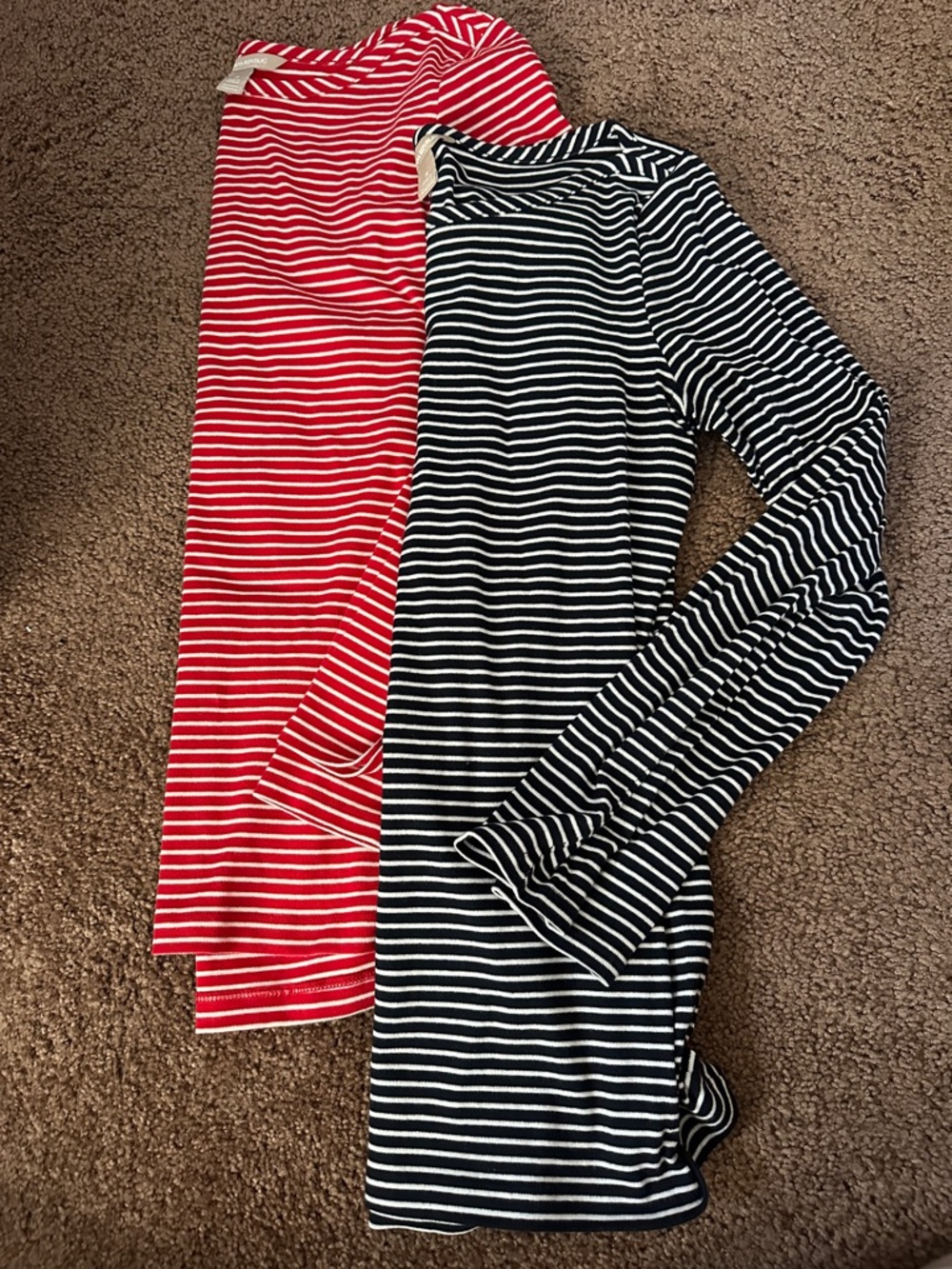 Banana Republic Striped Long-Sleeve Tops - Red & Black